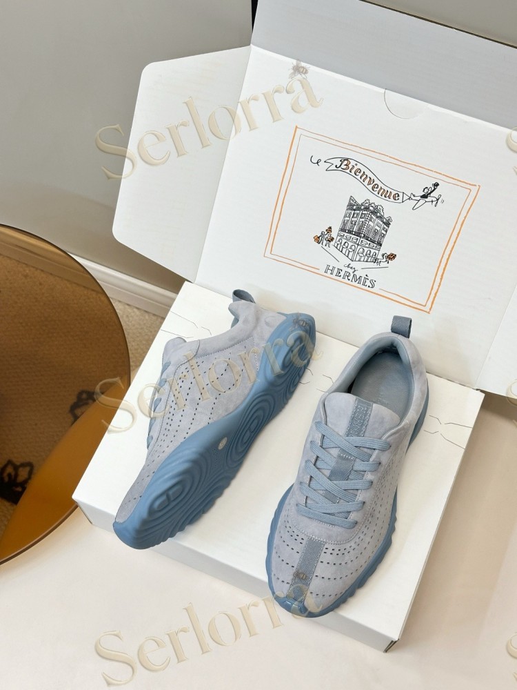 HERMÈS GOATSKIN NEON LOW-TOP LACE-UP SNEAKERS