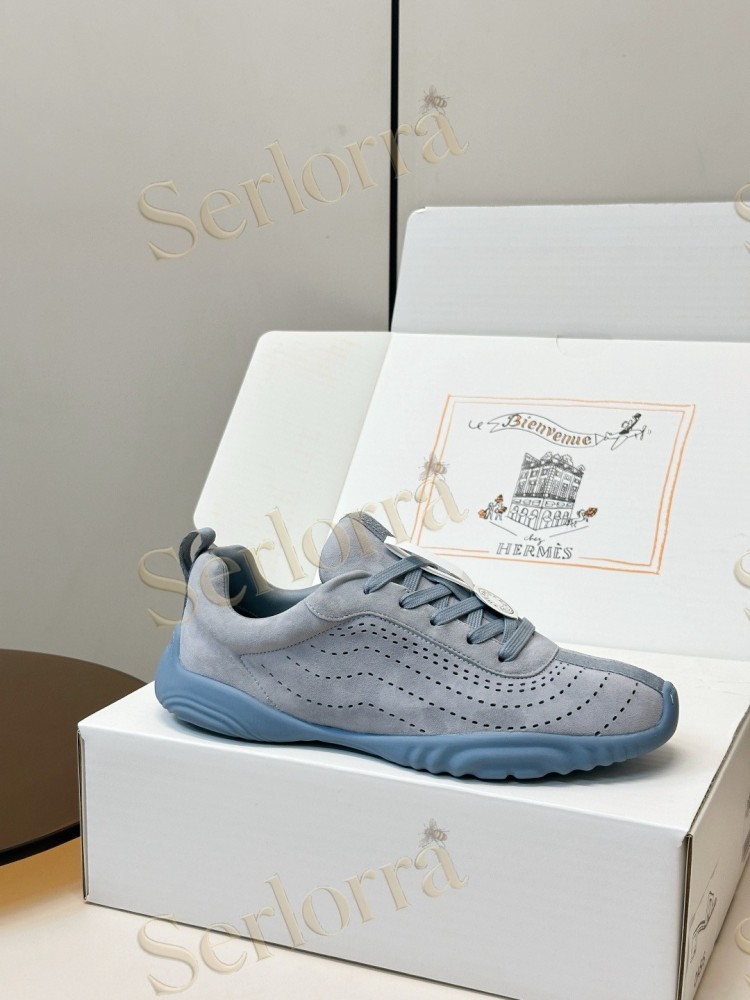 HERMÈS GOATSKIN NEON LOW-TOP LACE-UP SNEAKERS
