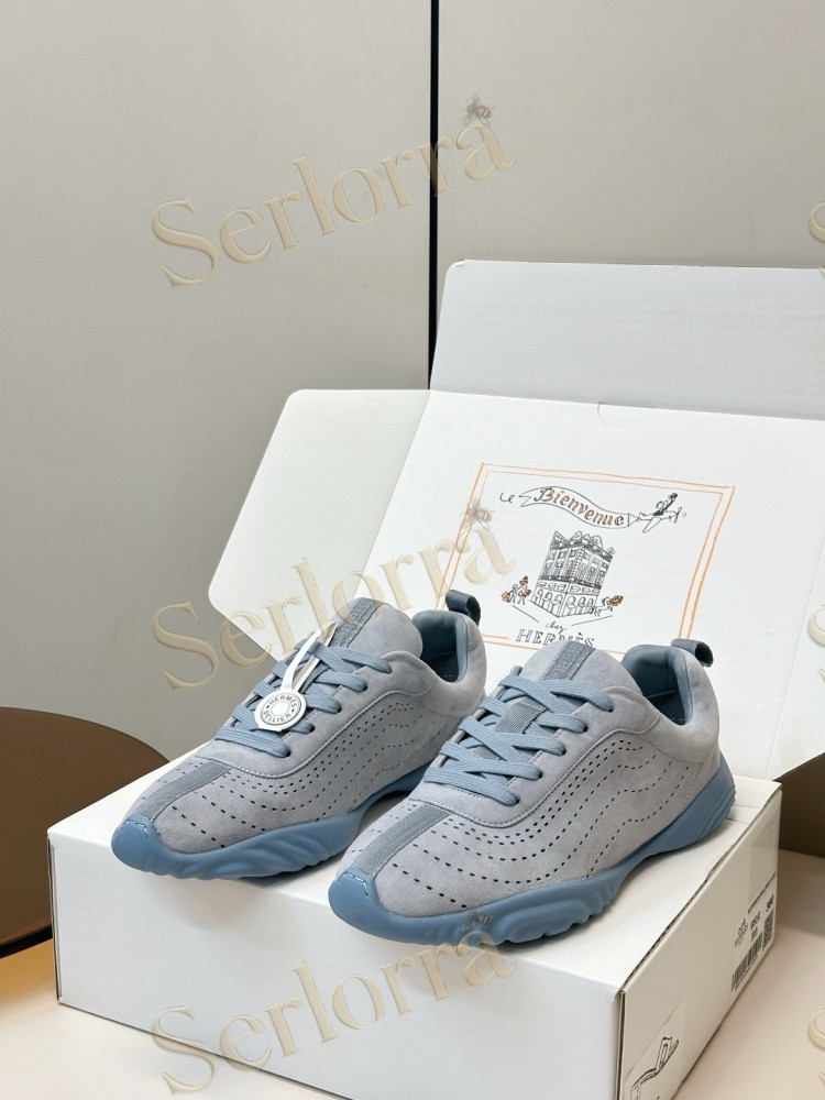 HERMÈS GOATSKIN NEON LOW-TOP LACE-UP SNEAKERS