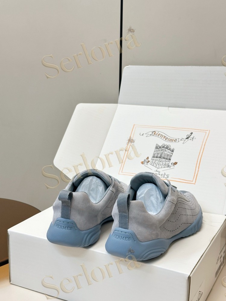 HERMÈS GOATSKIN NEON LOW-TOP LACE-UP SNEAKERS