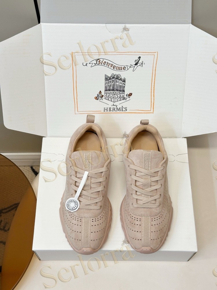 HERMÈS GOATSKIN NEON LOW-TOP LACE-UP SNEAKERS