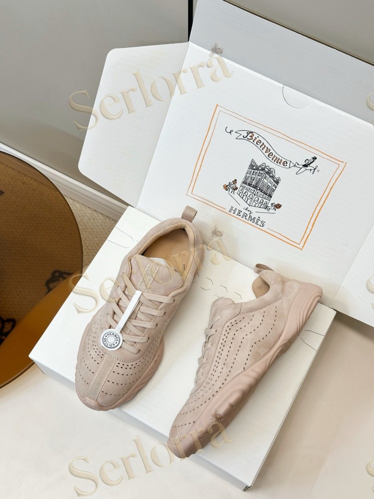 HERMÈS GOATSKIN NEON LOW-TOP LACE-UP SNEAKERS