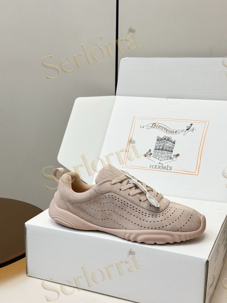 HERMÈS GOATSKIN NEON LOW-TOP LACE-UP SNEAKERS