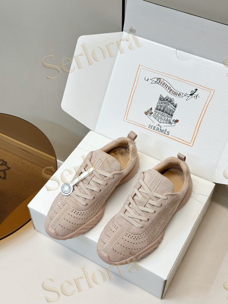 HERMÈS GOATSKIN NEON LOW-TOP LACE-UP SNEAKERS