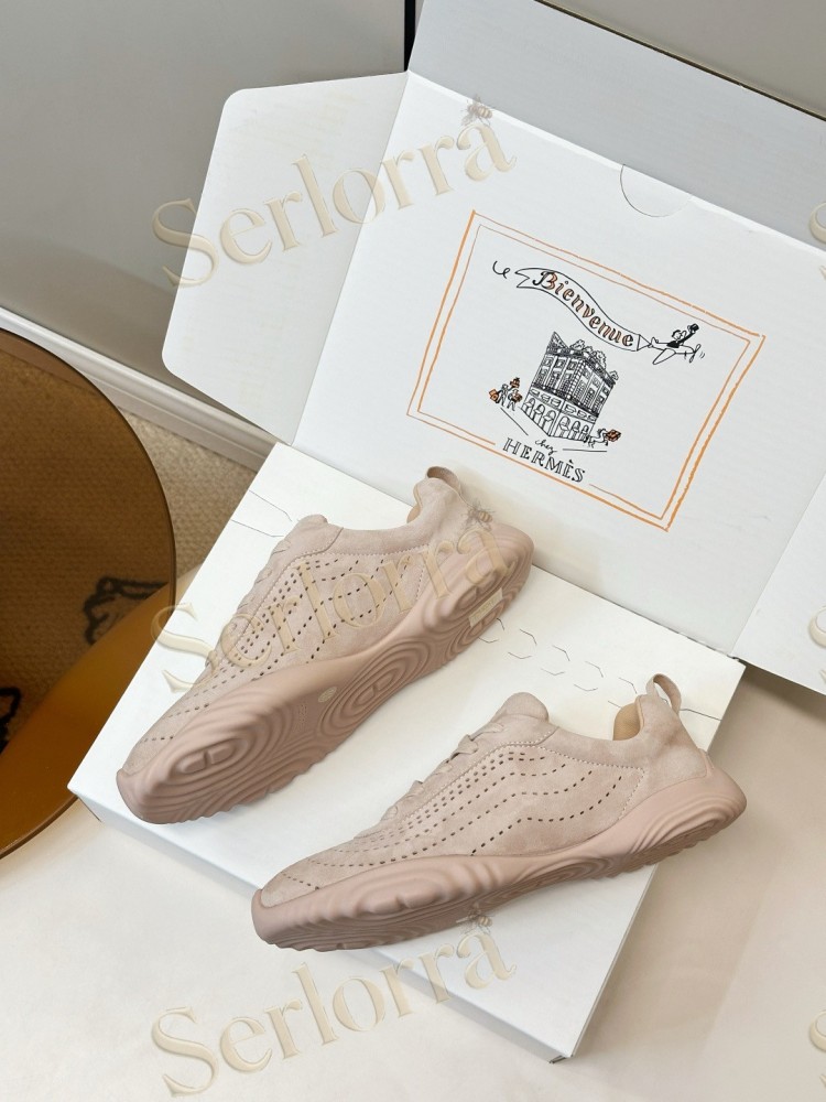 HERMÈS GOATSKIN NEON LOW-TOP LACE-UP SNEAKERS