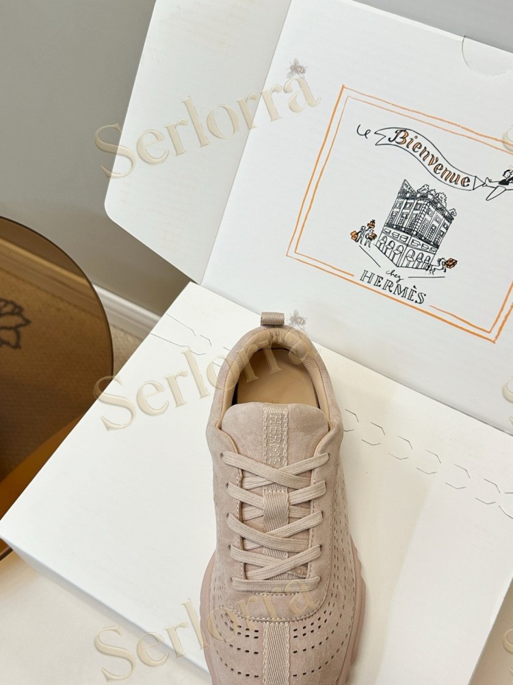 HERMÈS GOATSKIN NEON LOW-TOP LACE-UP SNEAKERS