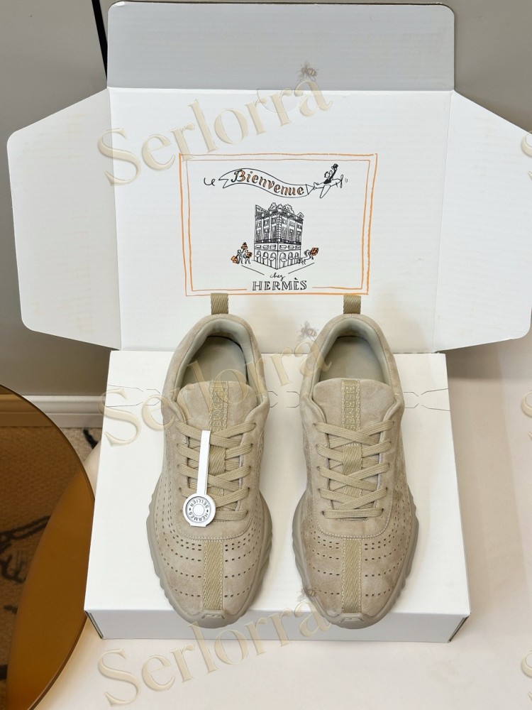 HERMÈS GOATSKIN NEON LOW-TOP LACE-UP SNEAKERS