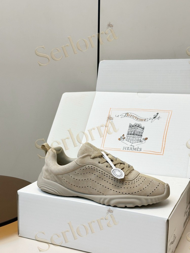 HERMÈS GOATSKIN NEON LOW-TOP LACE-UP SNEAKERS