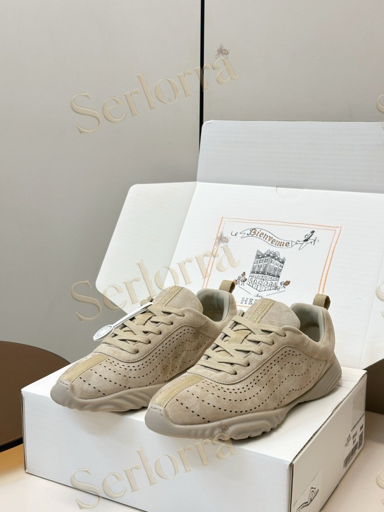 HERMÈS GOATSKIN NEON LOW-TOP LACE-UP SNEAKERS