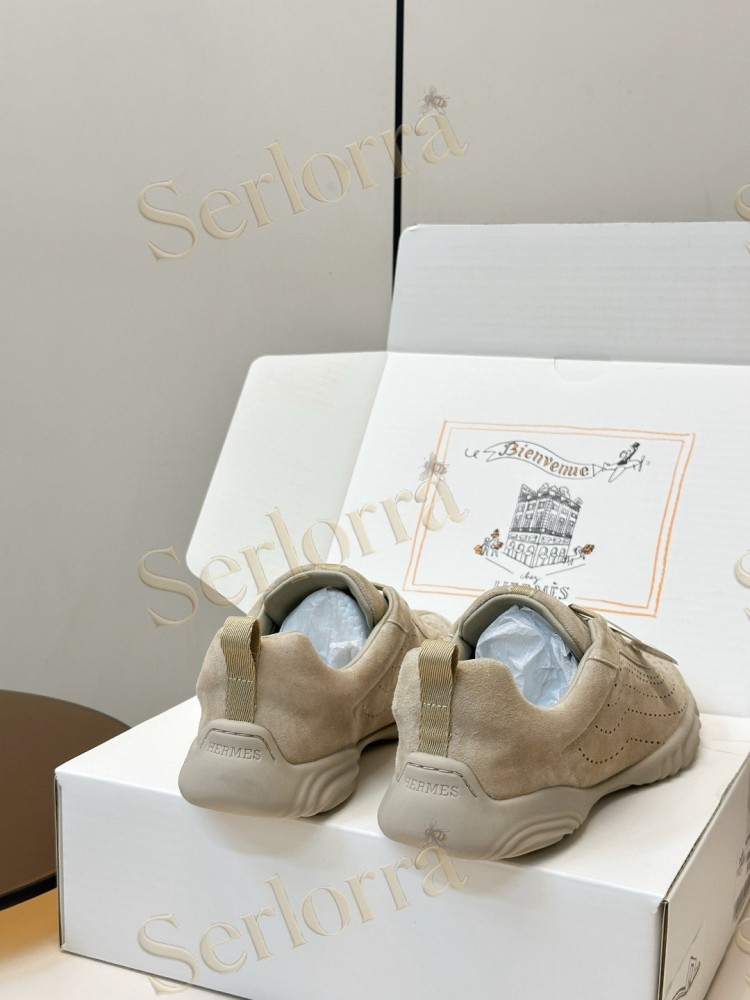 HERMÈS GOATSKIN NEON LOW-TOP LACE-UP SNEAKERS