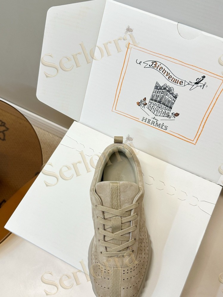 HERMÈS GOATSKIN NEON LOW-TOP LACE-UP SNEAKERS
