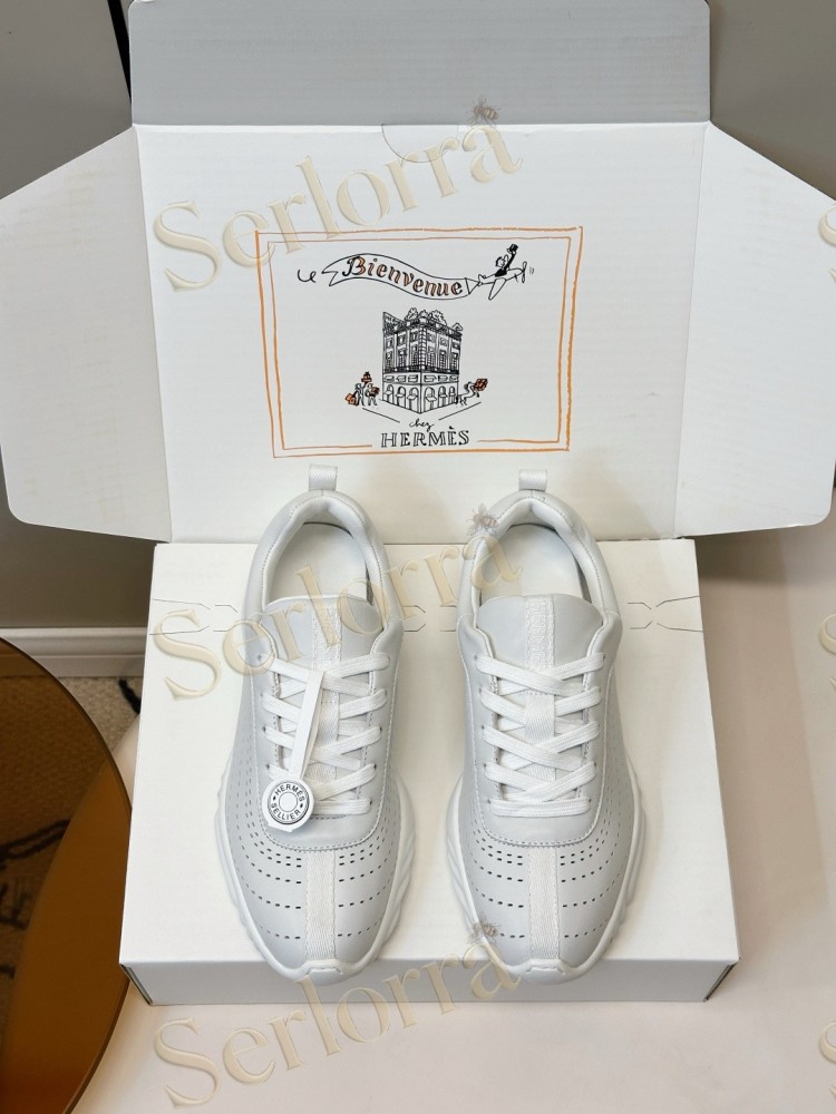 HERMÈS GOATSKIN NEON LOW-TOP LACE-UP SNEAKERS