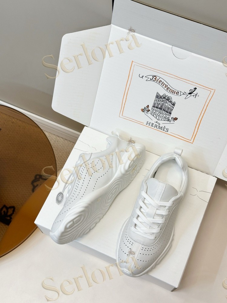 HERMÈS GOATSKIN NEON LOW-TOP LACE-UP SNEAKERS