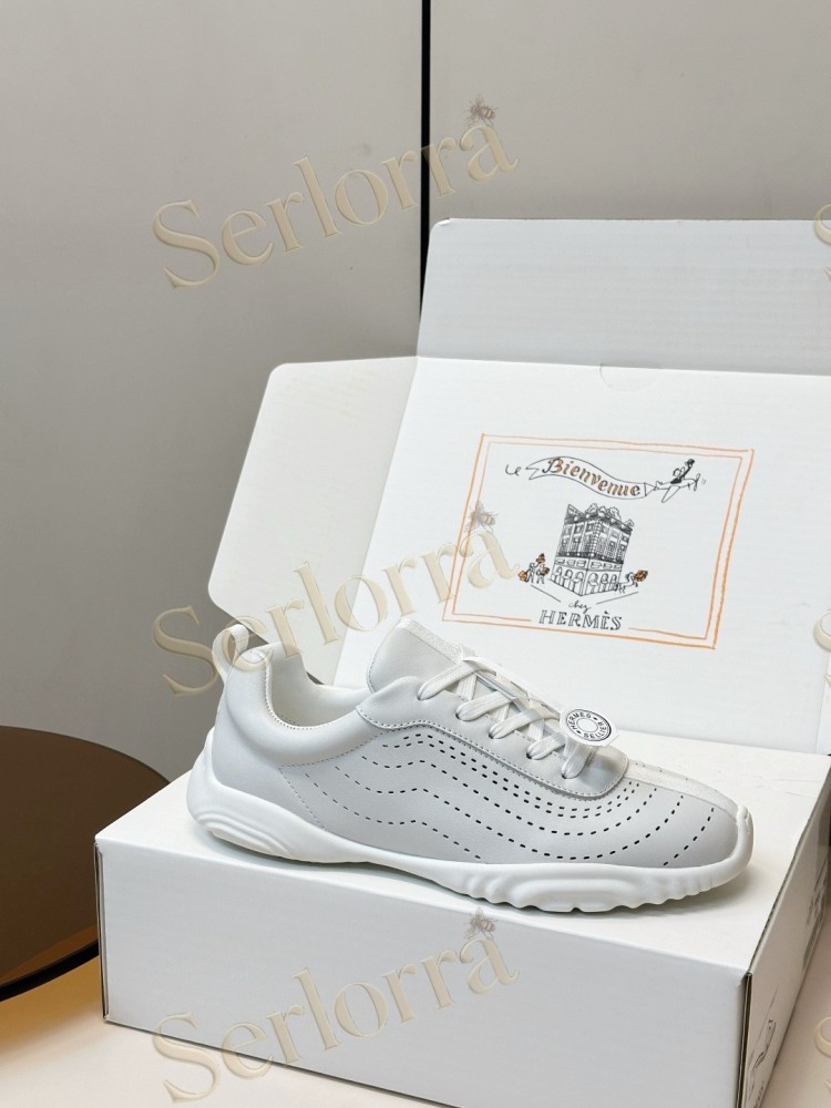 HERMÈS GOATSKIN NEON LOW-TOP LACE-UP SNEAKERS