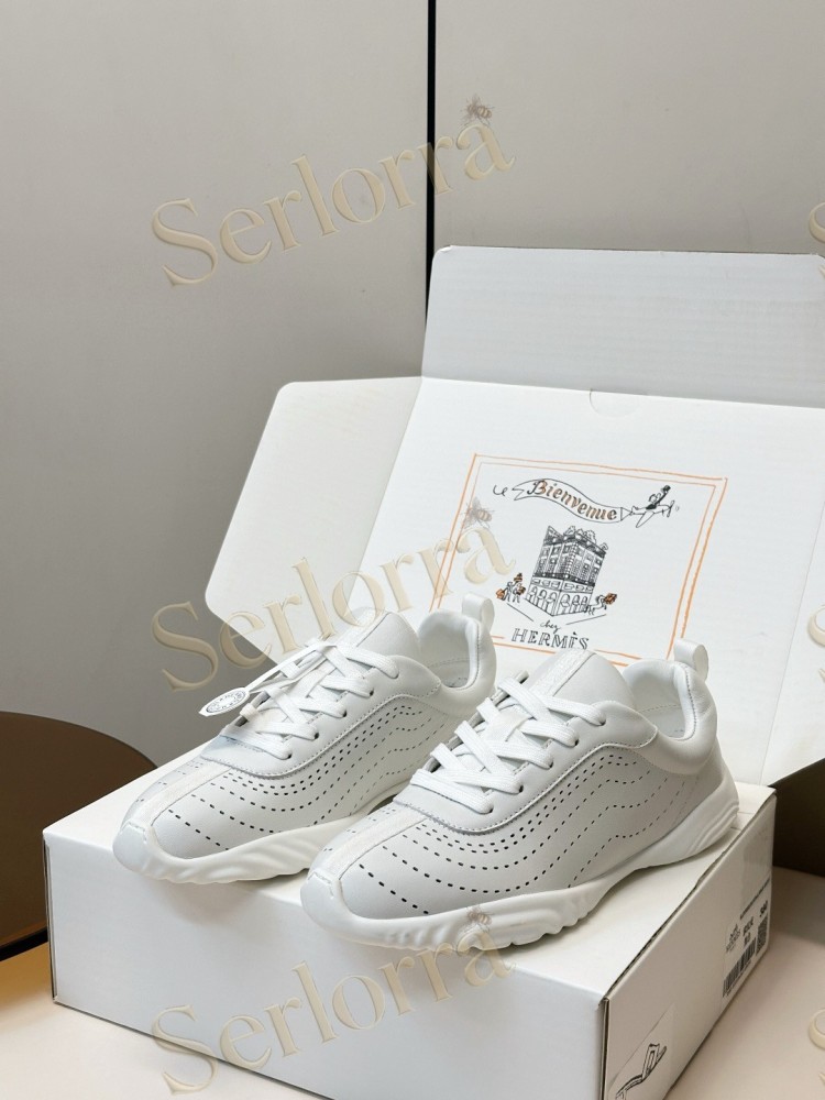 HERMÈS GOATSKIN NEON LOW-TOP LACE-UP SNEAKERS