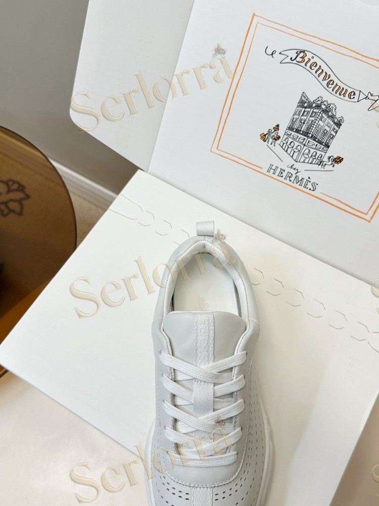 HERMÈS GOATSKIN NEON LOW-TOP LACE-UP SNEAKERS