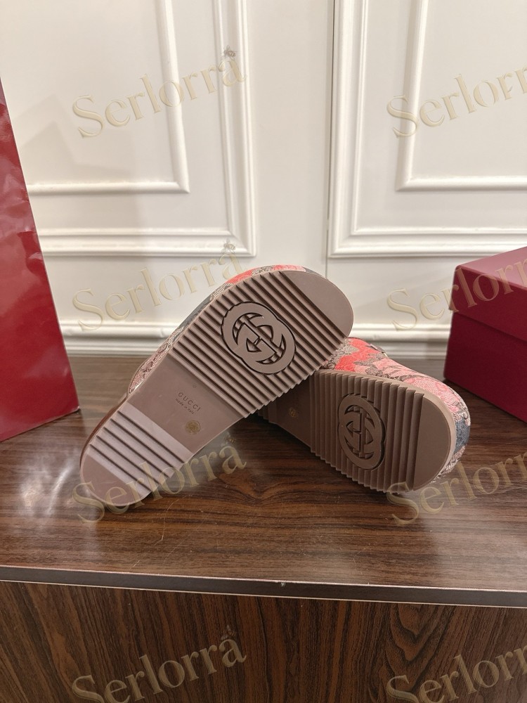 GUCCI GG CAMOUFLAGE CANVAS HORSEBIT SLIDE MULES