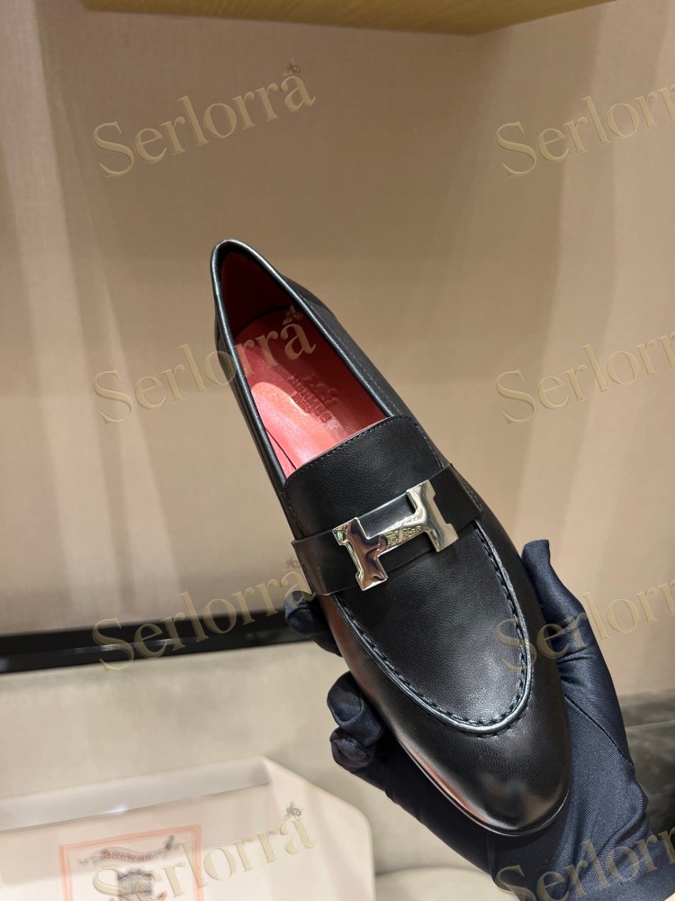 HERMÈS CALFSKIN LEATHER H LOAFERS