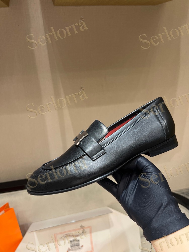 HERMÈS CALFSKIN LEATHER H LOAFERS