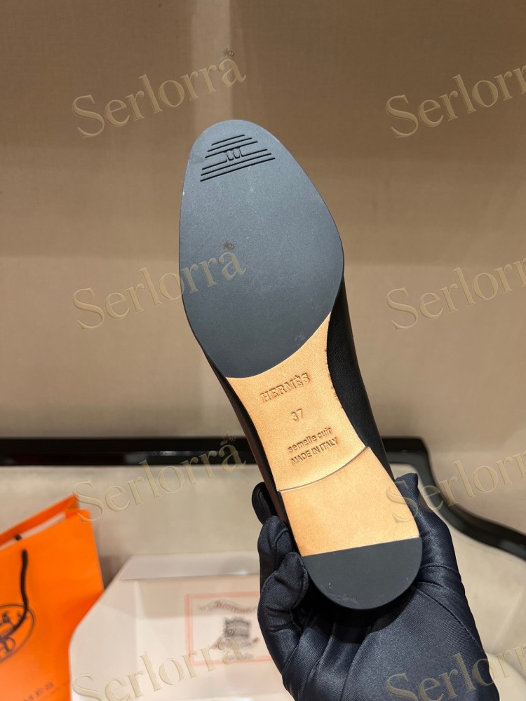 HERMÈS CALFSKIN LEATHER H LOAFERS