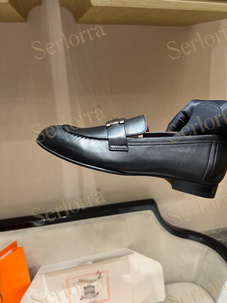 HERMÈS CALFSKIN LEATHER H LOAFERS