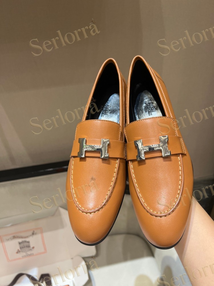 HERMÈS CALFSKIN LEATHER H LOAFERS