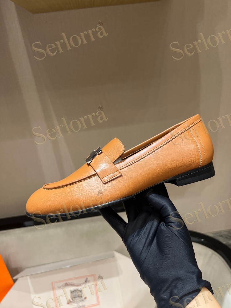 HERMÈS CALFSKIN LEATHER H LOAFERS