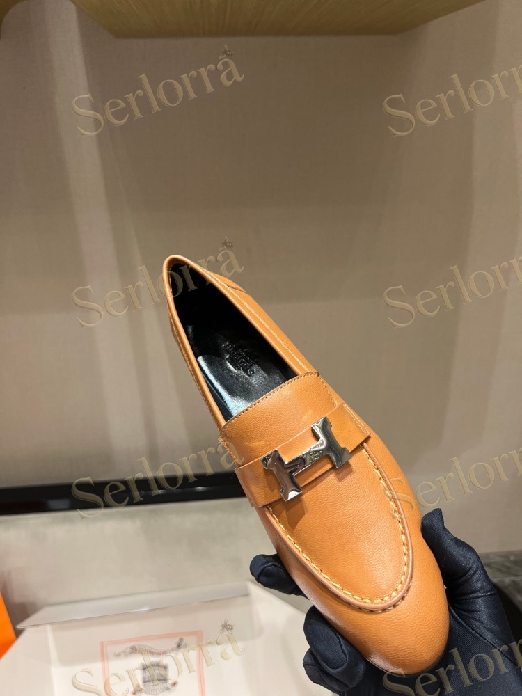 HERMÈS CALFSKIN LEATHER H LOAFERS