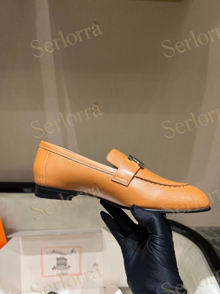 HERMÈS CALFSKIN LEATHER H LOAFERS
