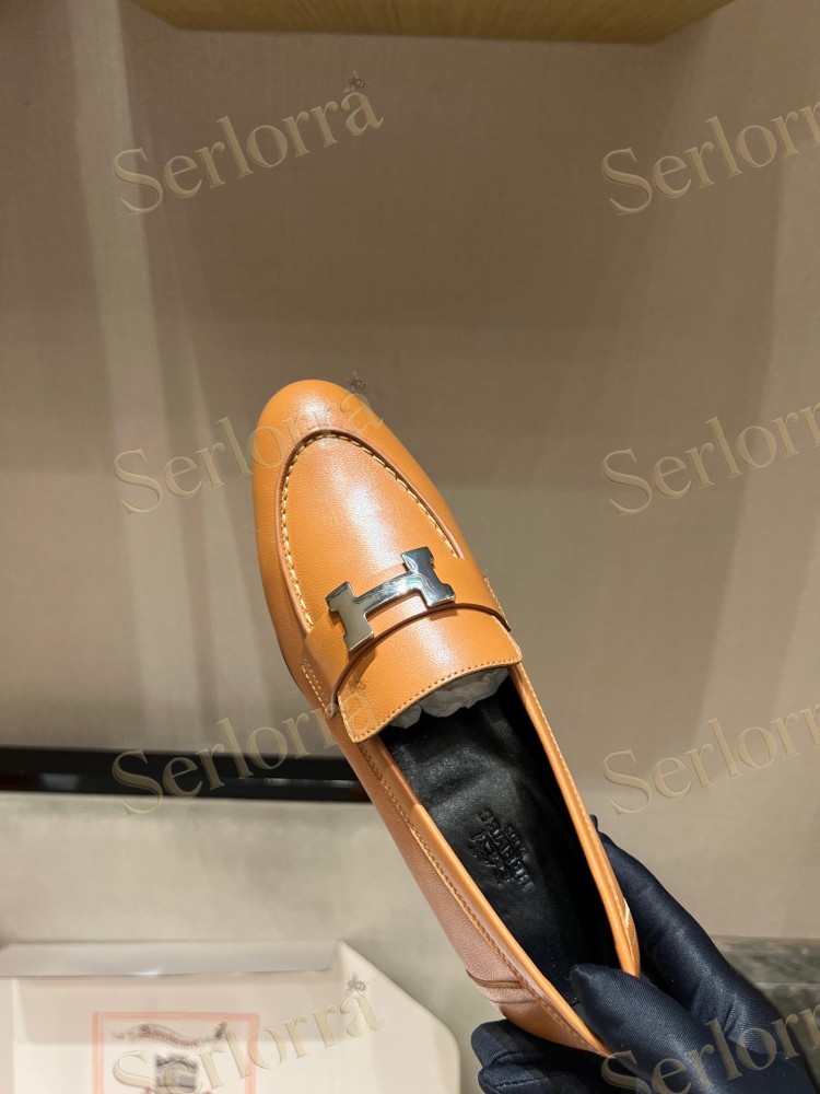 HERMÈS CALFSKIN LEATHER H LOAFERS