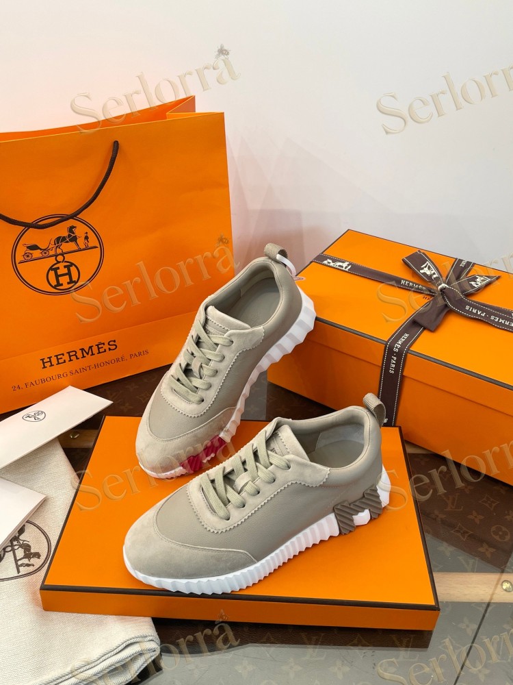 HERMÈS CALFSKIN AND SUEDE BOUNCING SNEAKERS