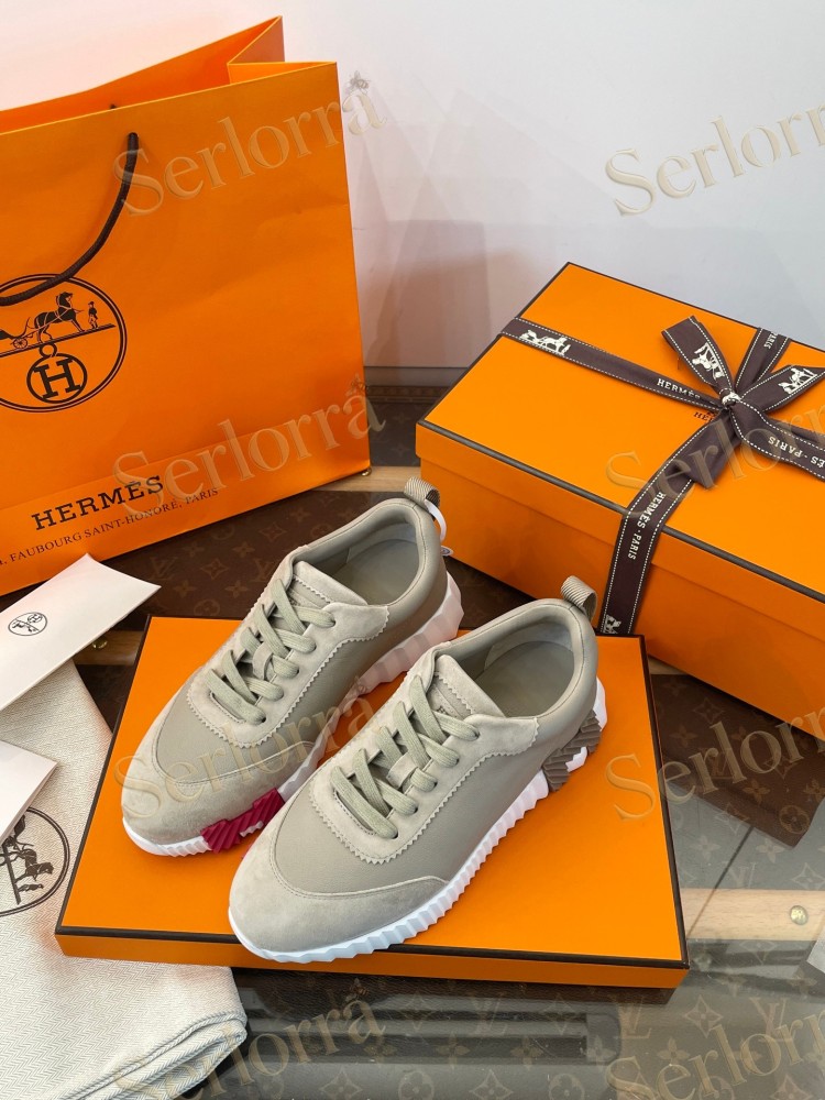HERMÈS CALFSKIN AND SUEDE BOUNCING SNEAKERS