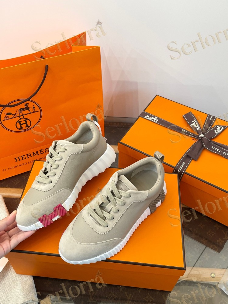 HERMÈS CALFSKIN AND SUEDE BOUNCING SNEAKERS