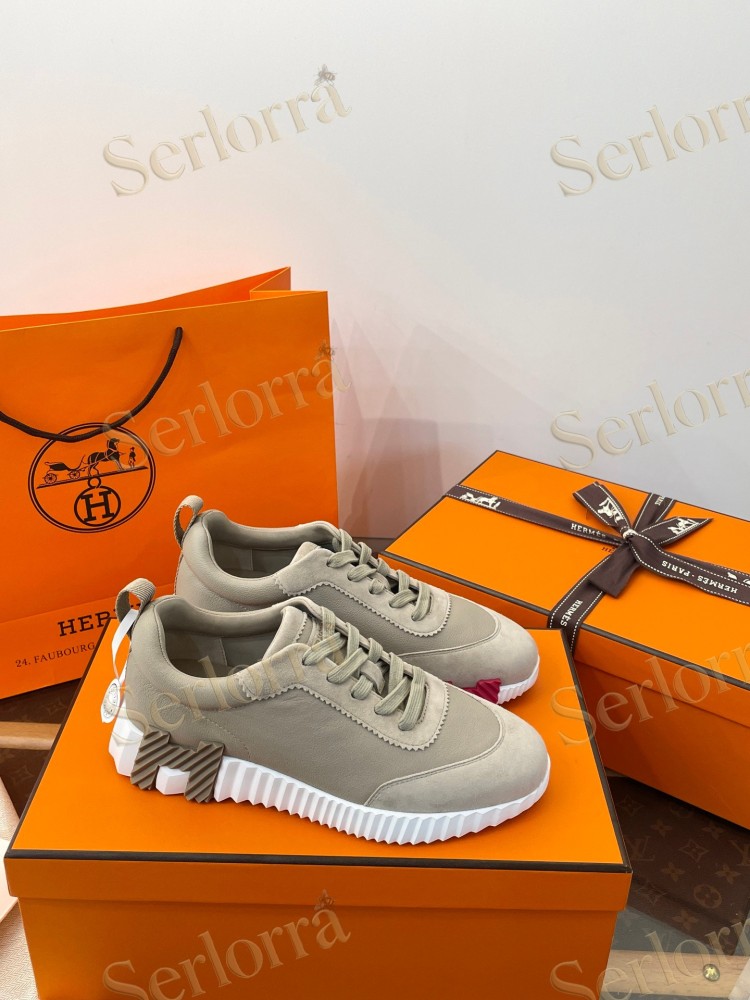 HERMÈS CALFSKIN AND SUEDE BOUNCING SNEAKERS