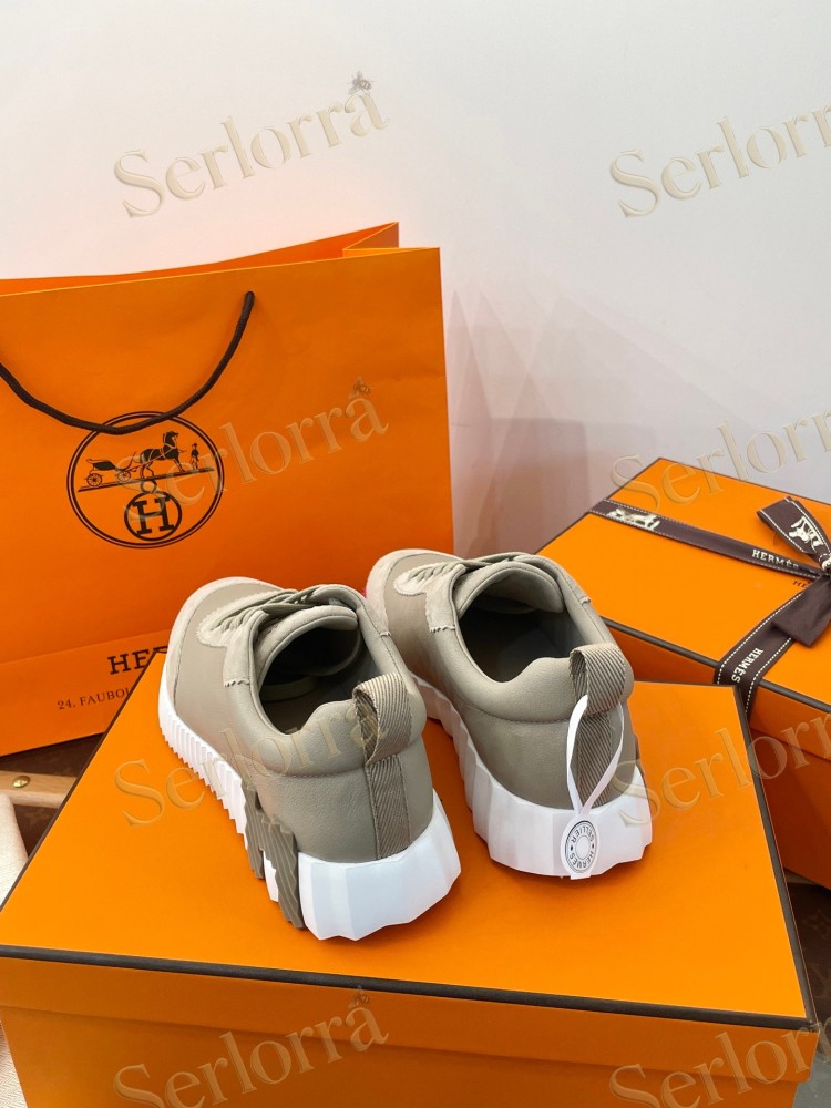 HERMÈS CALFSKIN AND SUEDE BOUNCING SNEAKERS