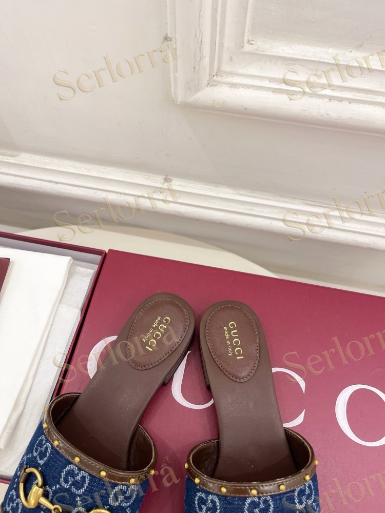 GUCCI GG CANVAS STUDS HORSEBIT SLIDE SANDALS