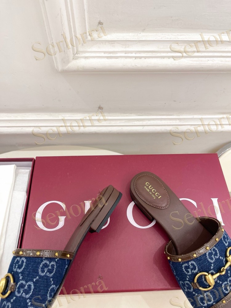 GUCCI GG CANVAS STUDS HORSEBIT SLIDE SANDALS
