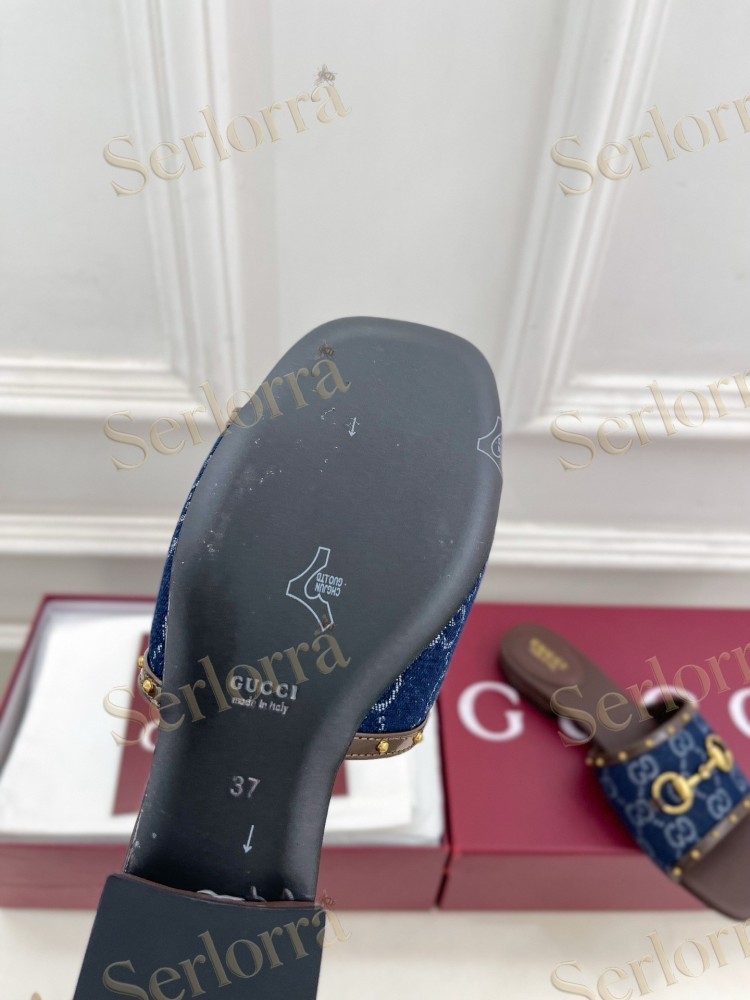 GUCCI GG CANVAS STUDS HORSEBIT SLIDE SANDALS