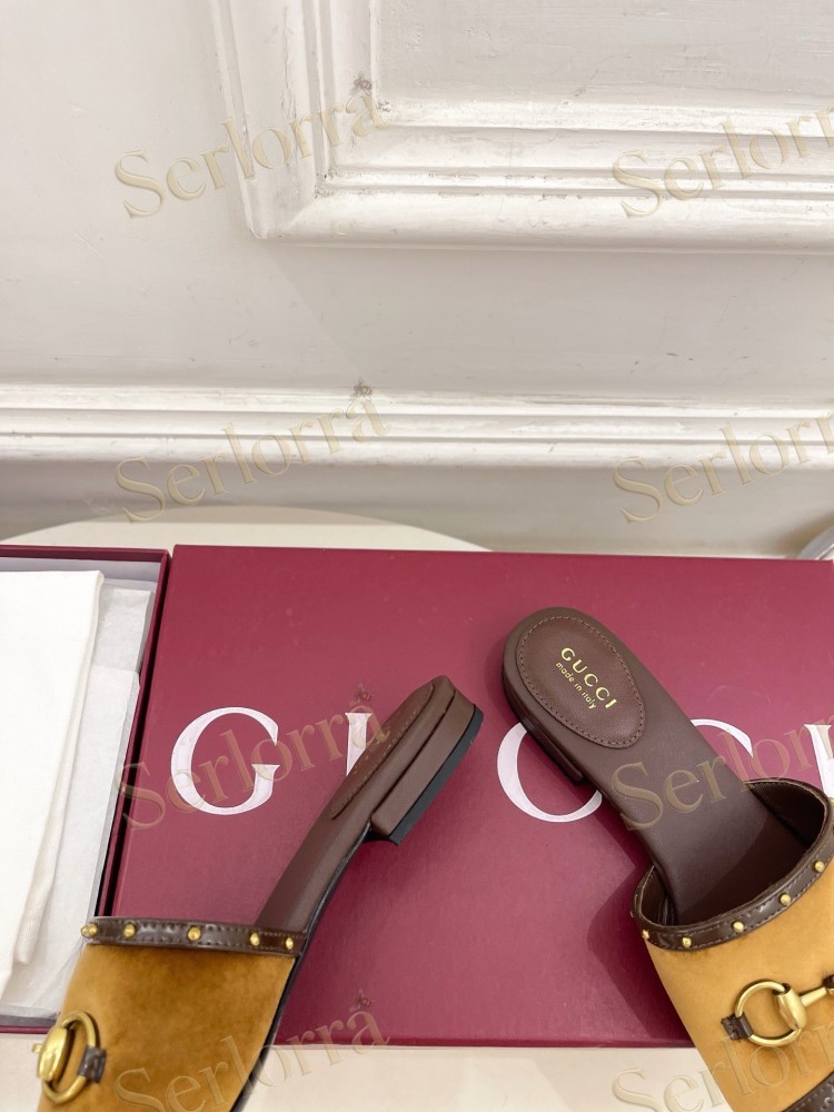 GUCCI GG CANVAS STUDS HORSEBIT SLIDE SANDALS