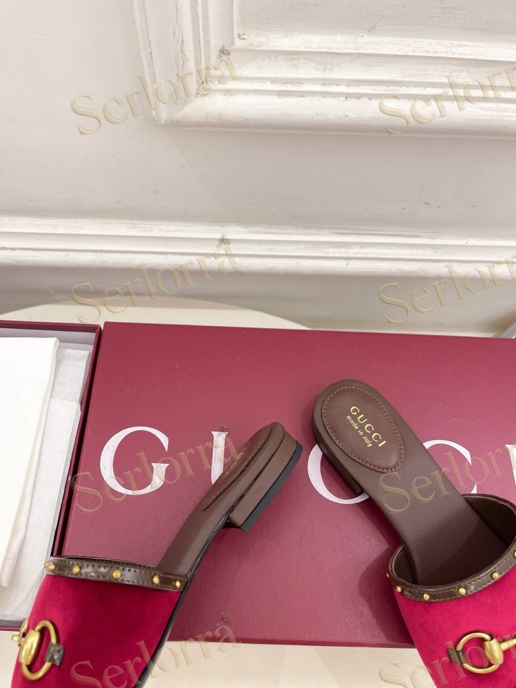 GUCCI GG CANVAS STUDS HORSEBIT SLIDE SANDALS