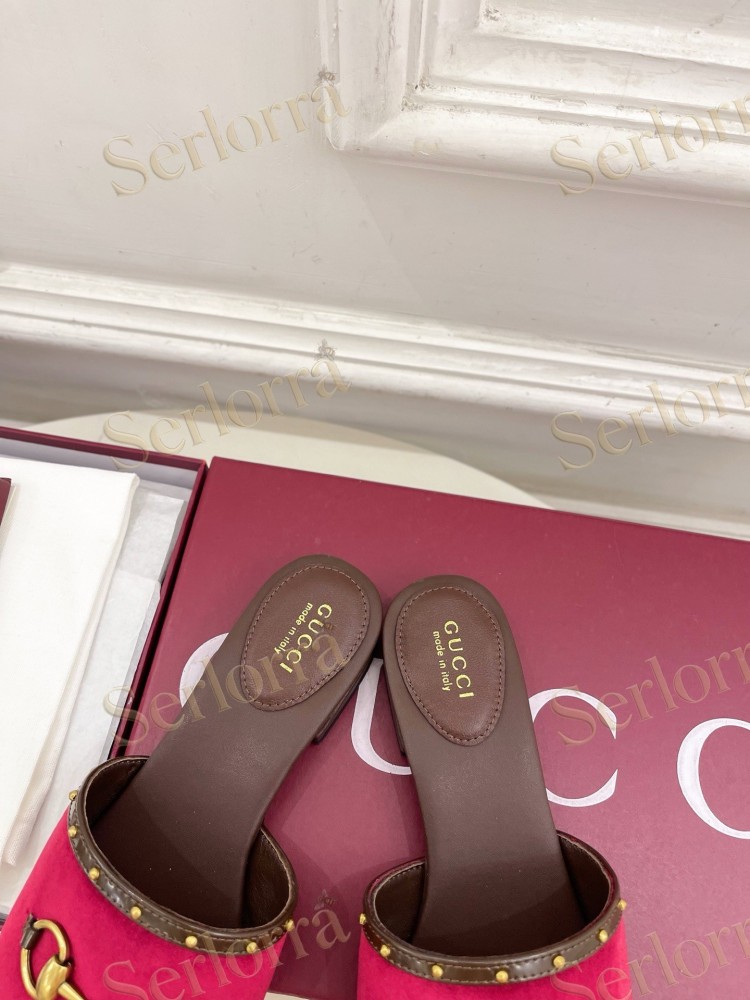 GUCCI GG CANVAS STUDS HORSEBIT SLIDE SANDALS