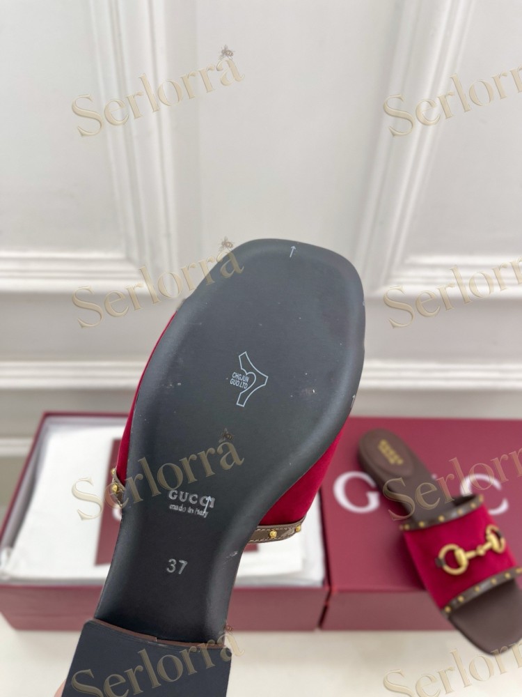 GUCCI GG CANVAS STUDS HORSEBIT SLIDE SANDALS