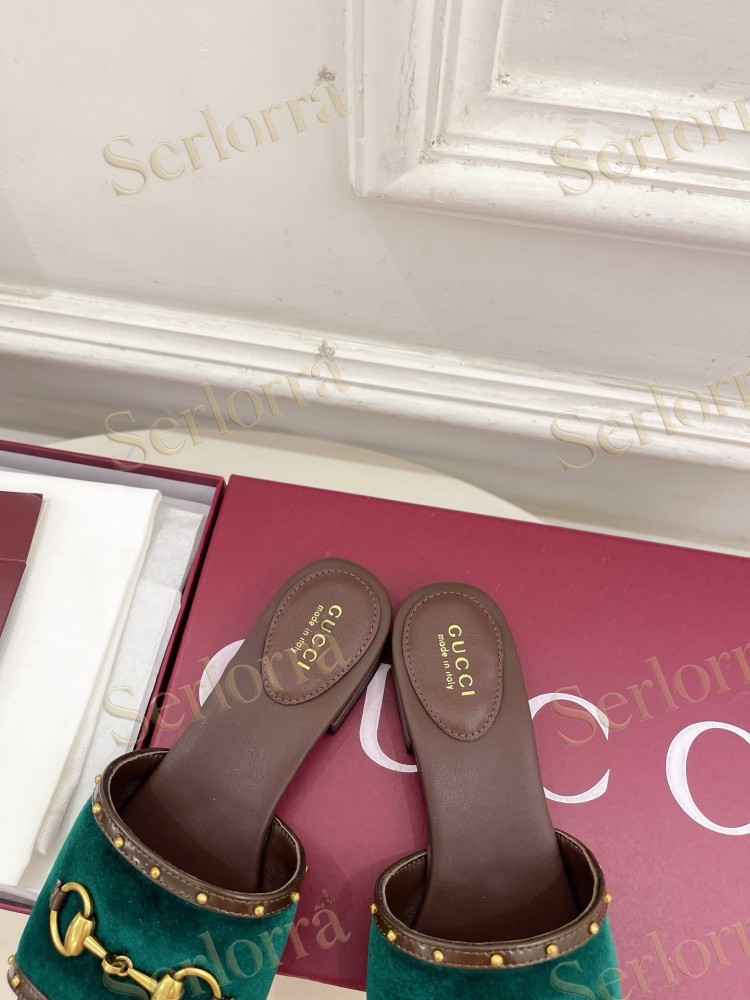GUCCI GG CANVAS STUDS HORSEBIT SLIDE SANDALS