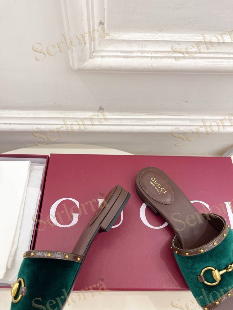 GUCCI GG CANVAS STUDS HORSEBIT SLIDE SANDALS