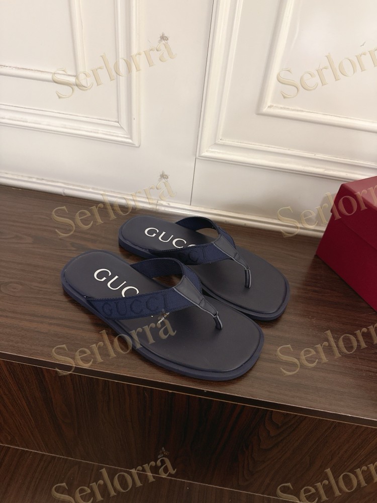 GUCCI EMBOSSED GG FABRIC THONG FLIP FLOPS