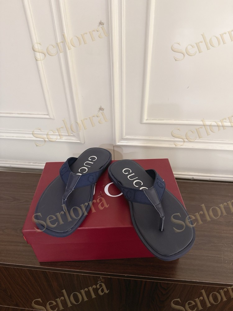 GUCCI EMBOSSED GG FABRIC THONG FLIP FLOPS