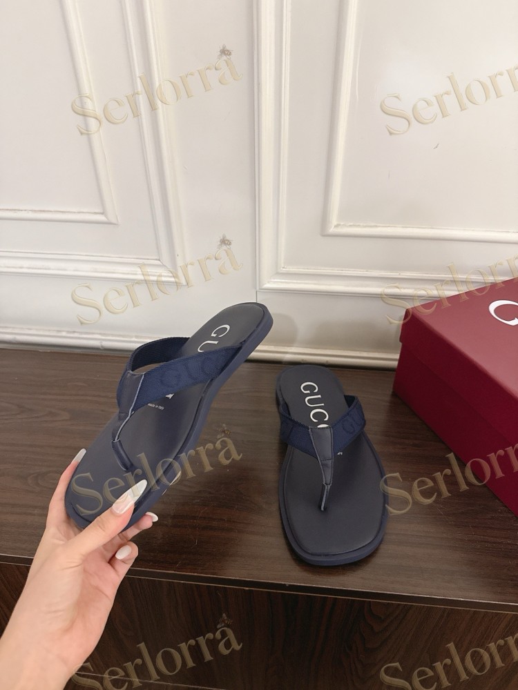 GUCCI EMBOSSED GG FABRIC THONG FLIP FLOPS