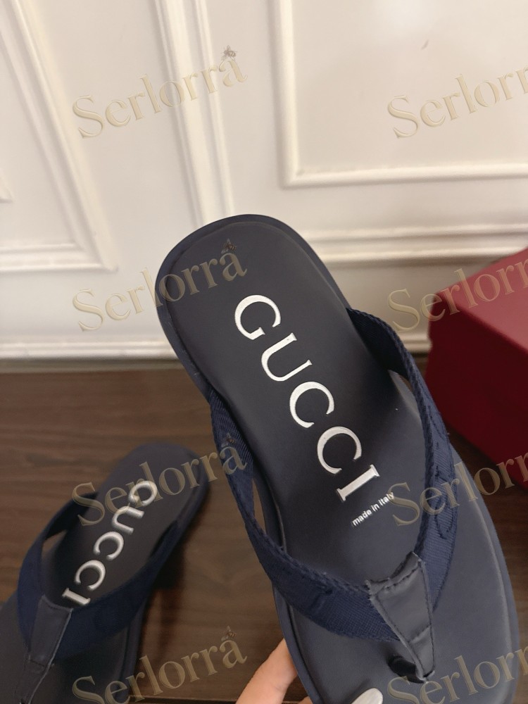 GUCCI EMBOSSED GG FABRIC THONG FLIP FLOPS