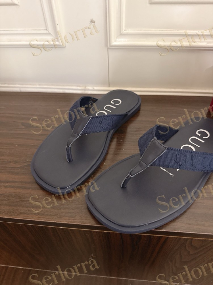 GUCCI EMBOSSED GG FABRIC THONG FLIP FLOPS