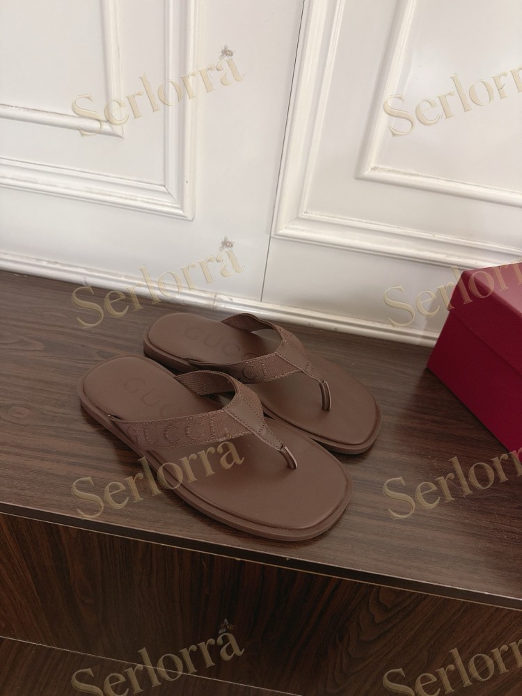 GUCCI EMBOSSED GG FABRIC THONG FLIP FLOPS